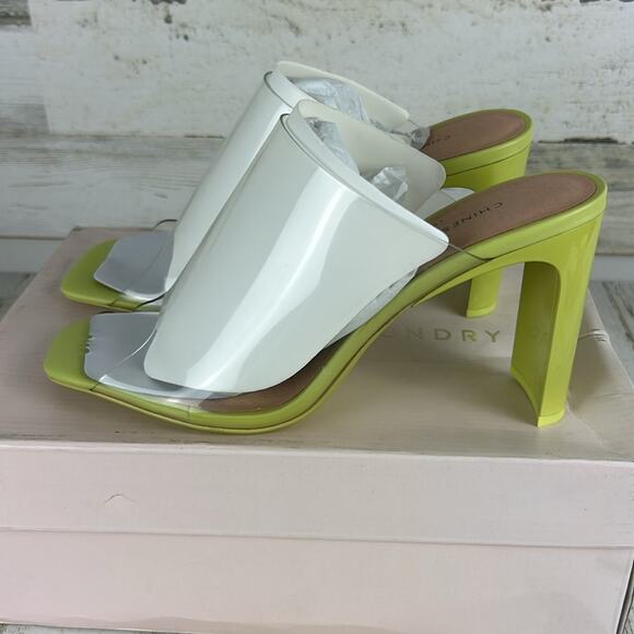 Chinese Laundry Shoes - NWT Chinese Laundry Womens sz 8.5 clear and lime green wedge heel sandal